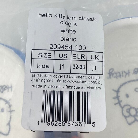 Crocs Kids' Hello Kitty Classic Clog White Red Bow Big Kid Various Sizes J1/ J2 - Picture 7 of 10